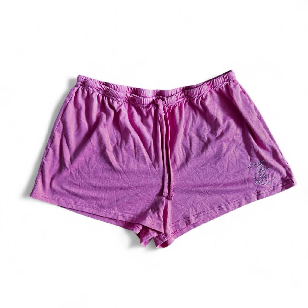 Juicyculture Y2k Soft Pink Lounge Shorts With Rhinestone Logo Sz M